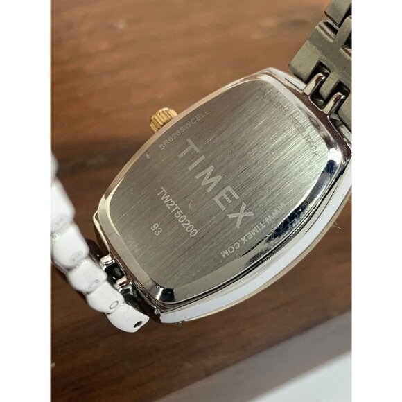 Timex Women's Watch TW2T50200 Quartz Silver Dial Rectangle Two Tone Steel 21mm - Picture 6 of 13